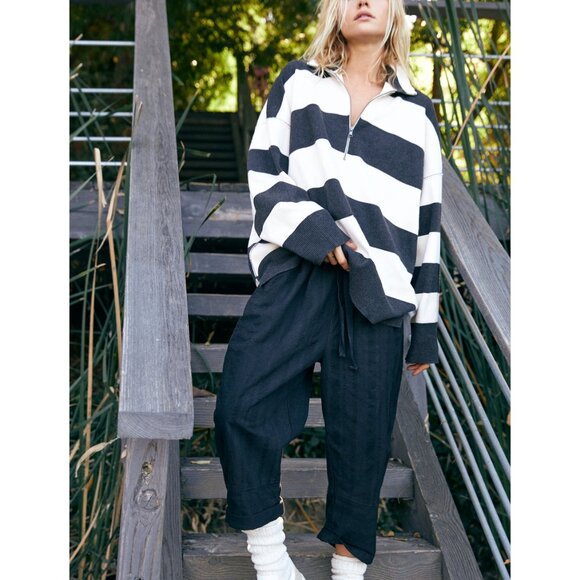 FREE PEOPLE Coastal Stripe Pullover / Carbon Champagne - Picture 5 of 8